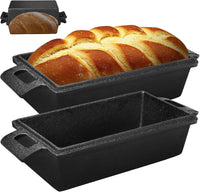 Cast Iron Loaf Pan,Bread Pans for Homemade Bread with Lid Homemade Sourdough and Meatloaf, Bread Oven Cast Iron Cookware, 2 Piece Set