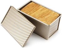 Monfish Large Loaf Pan w Lid Pullman Bread Pan 2.2lb dough Aluminized Steel Commercial Grade Non Stick Loaf Baking Pan
