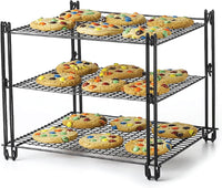 Nifty 3-Tier Cooling Rack – Non-Stick Coating, Wire Mesh Design, Dishwasher Safe, Collapsible Kitchen Countertop Organizer, Use for Baking Cookies, Cakes, Pies