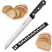 Bread Knife, HIA Stainless Steel 8 inch Serrated Bread Knife, Perfect for Homemade Bread, Bagels and Cake, Knife Cover Included, Dishwasher Safe (8 inch Blade with 5 inch Handle)