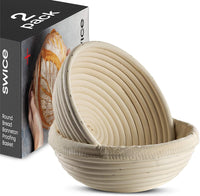 Banneton Bread Proofing Basket [Set of 2 ] Round 9 Inch Handmade Rattan Baskets and Liners for Sourdough